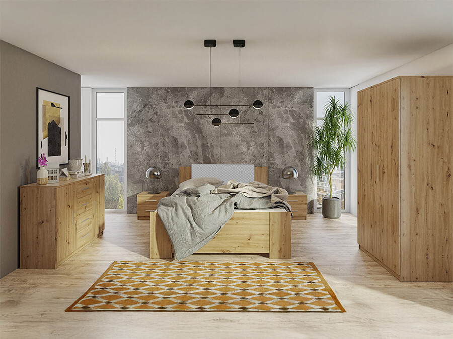 Bedroom set Catromi 123 (Artisan oak + Soft Pik 029)