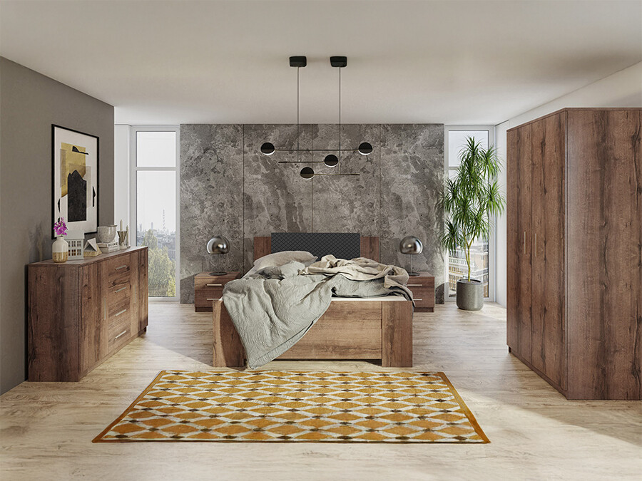 Bedroom set Catromi 123 (Monastery oak + Soft Pik 011)
