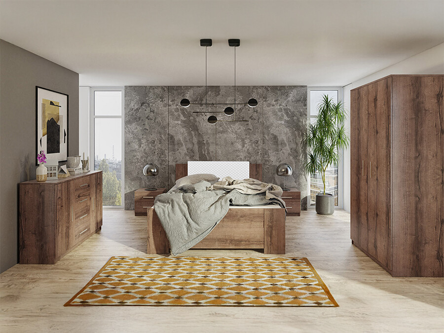 Bedroom set Catromi 123 (Monastery oak + Soft Pik 017)