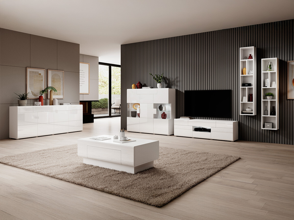 TV stand Torsone 101 (White + Glossy white)