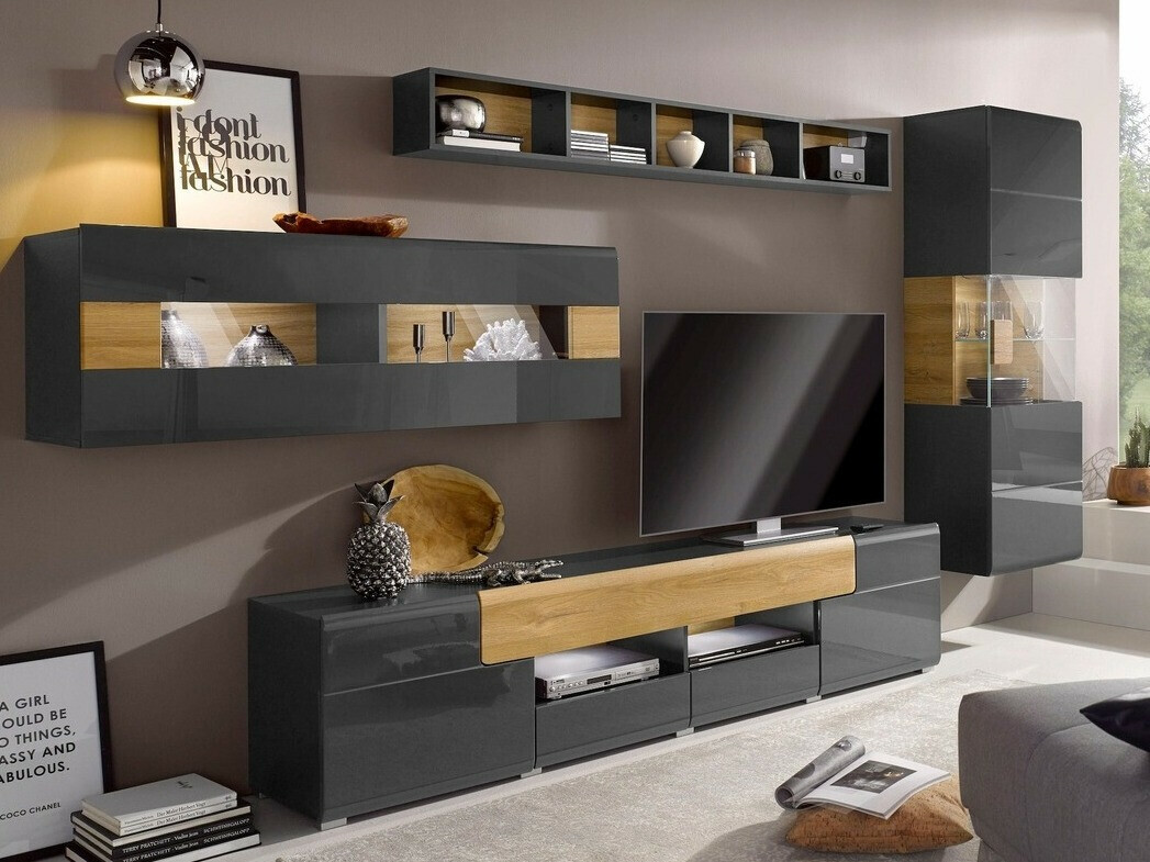 Wall shelf Torsone 105 (Anthracite + Grandson oak)
