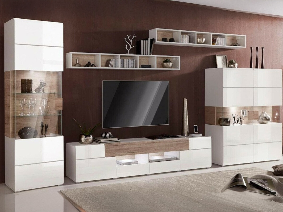 Wall shelf Torsone 105 (White + San Remo oak)