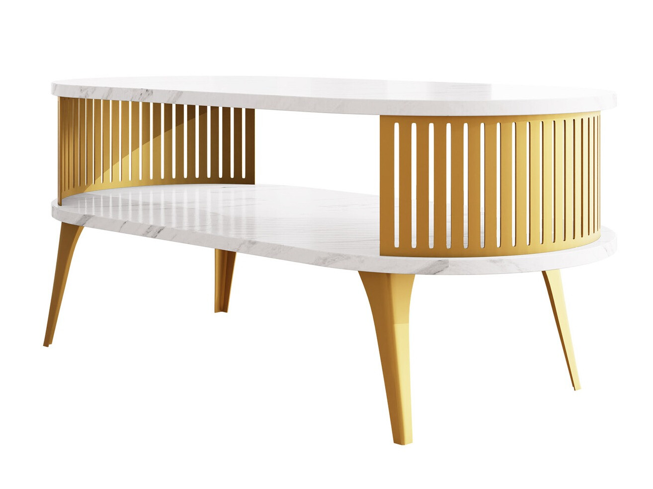 Coffee table Vitum IV (Golden + White marble)