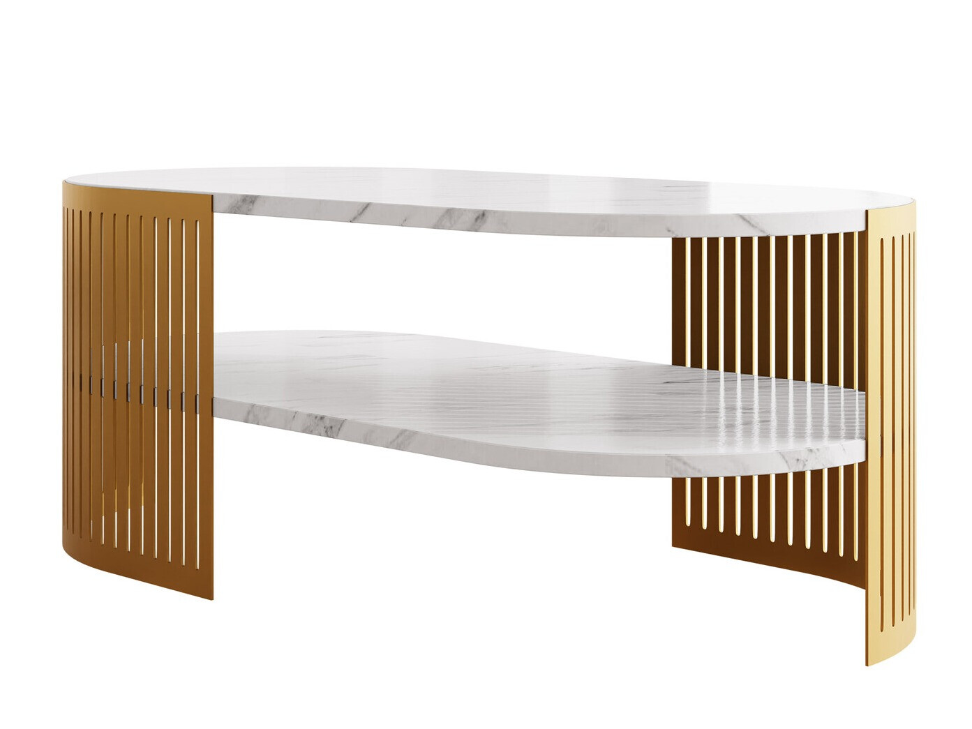 Coffee table Civer VII (Golden + White marble)