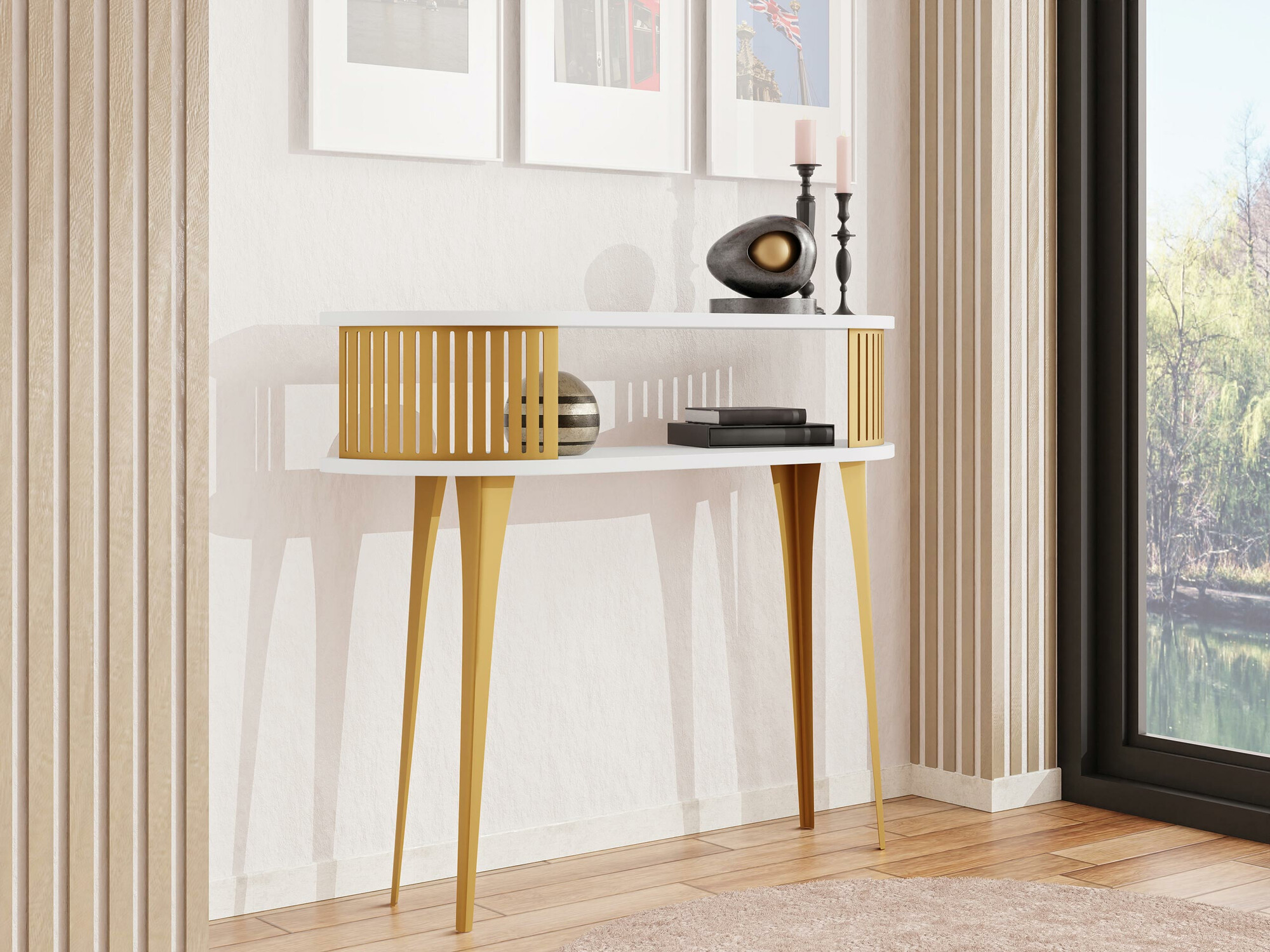 Console table Vitum I (Golden + White)