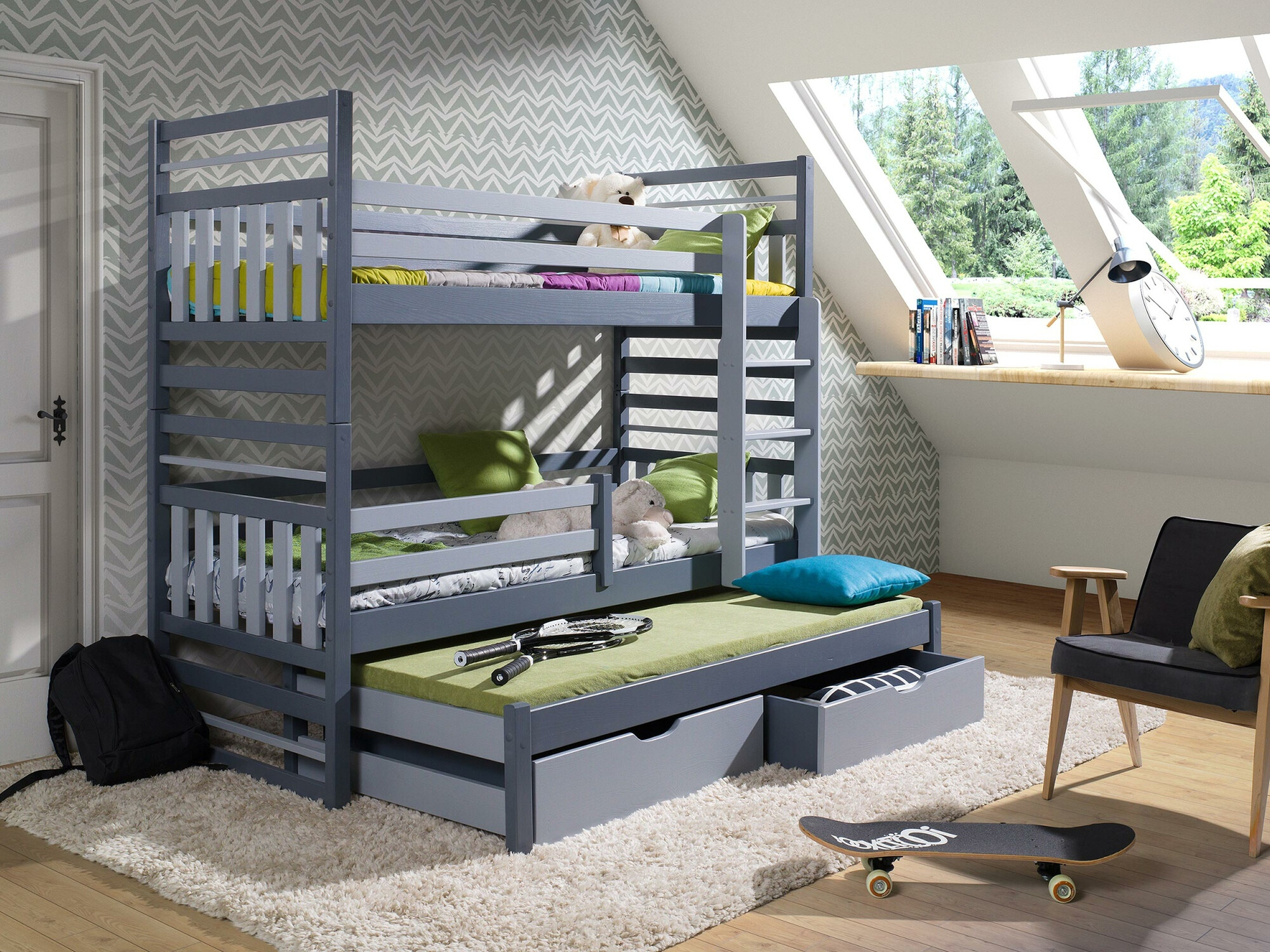 Bunk bed Henderson 123 (Graphite + Grey)