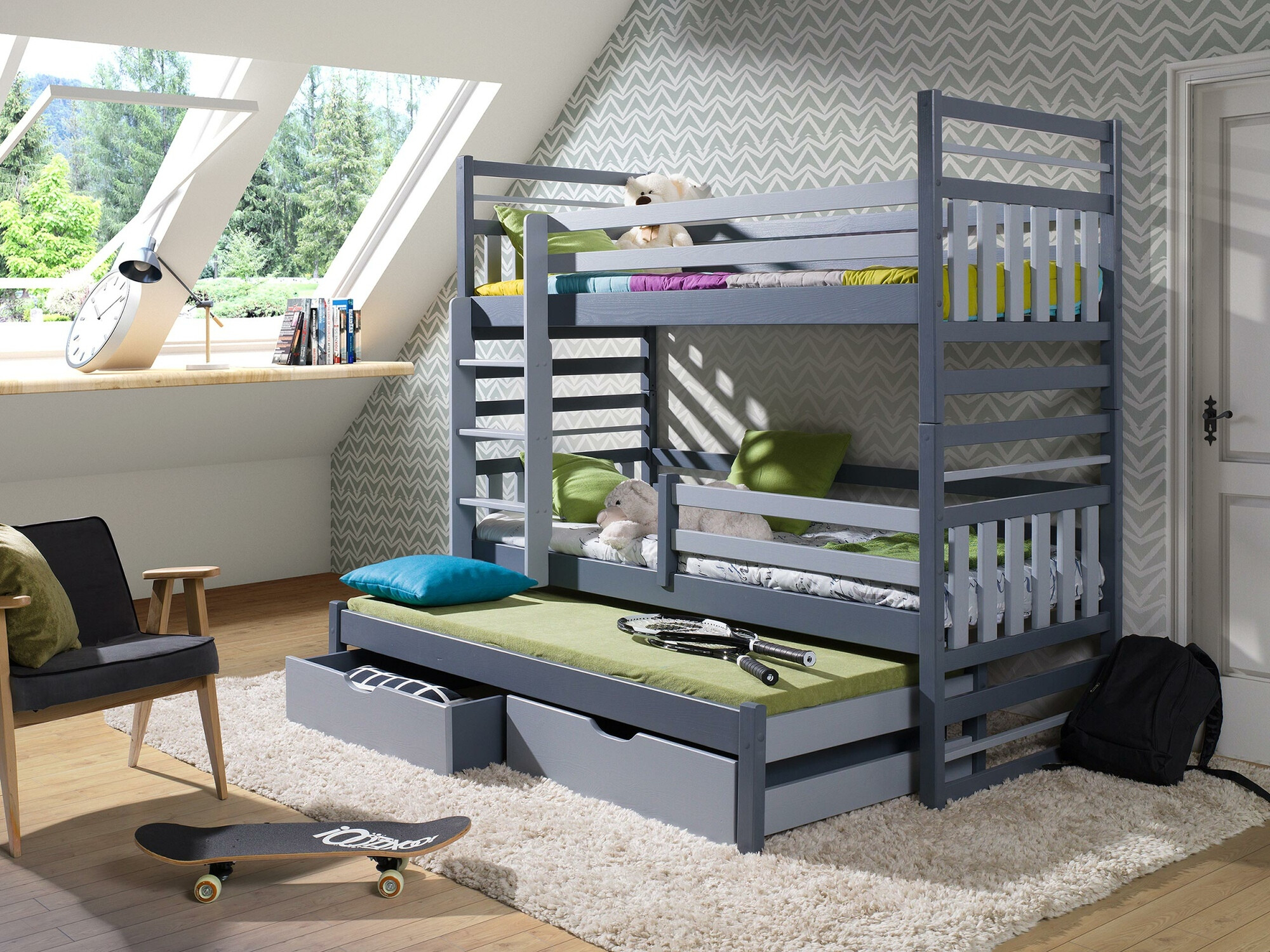 Bunk bed Henderson 124 (Graphite + Grey)