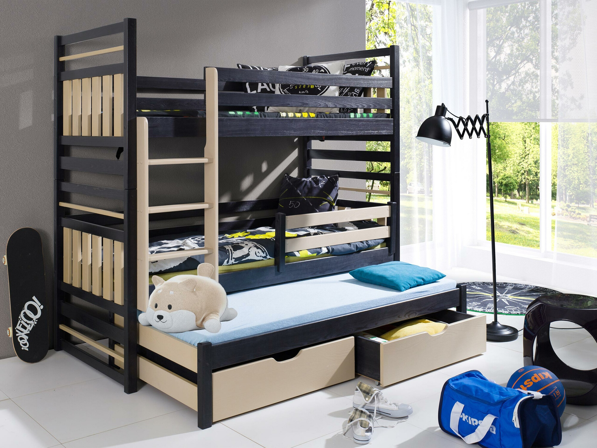 Bunk bed Henderson 124 (Wenge + Light brown)