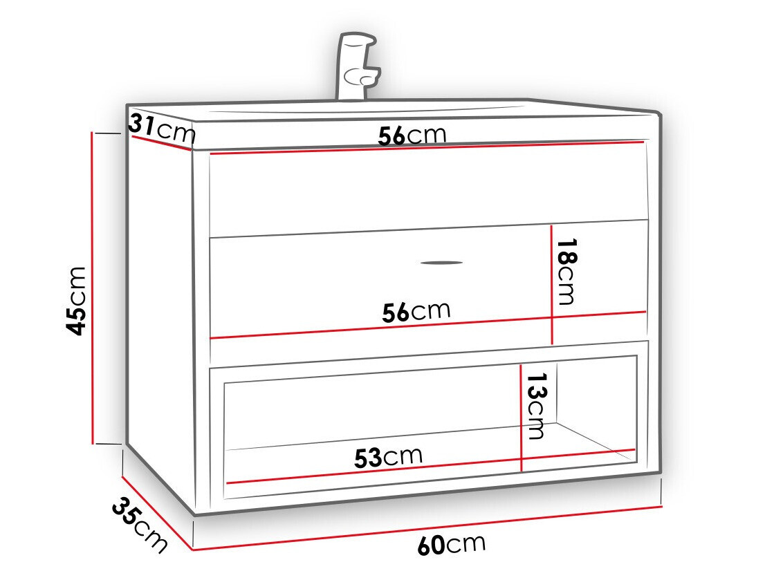 Wall-mounted bathroom cabinet for washbasin Velum (Artisan oak + Black)