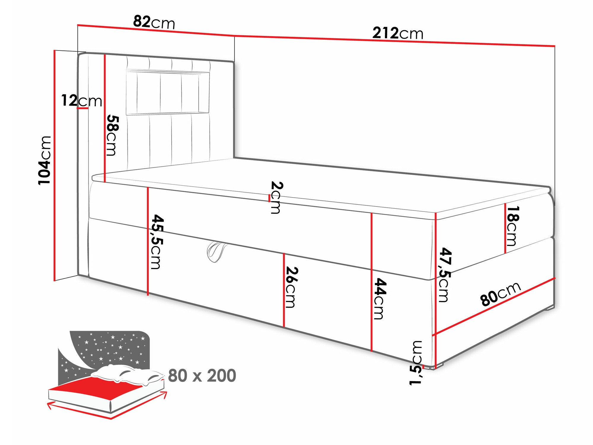 Continental bed Lucus V (Soft 017 + Fresh 1)