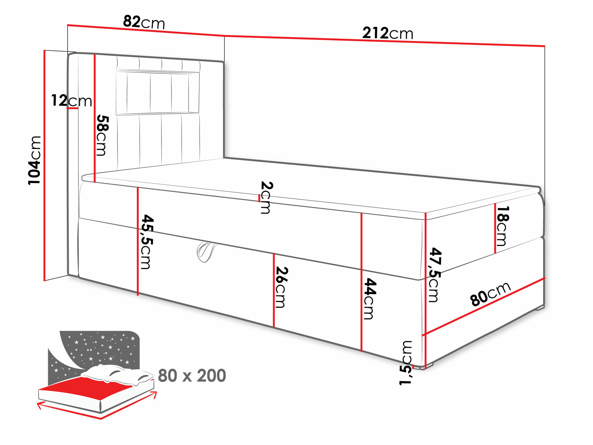 Continental bed Lucus V (Soft 017 + Fresh 34)
