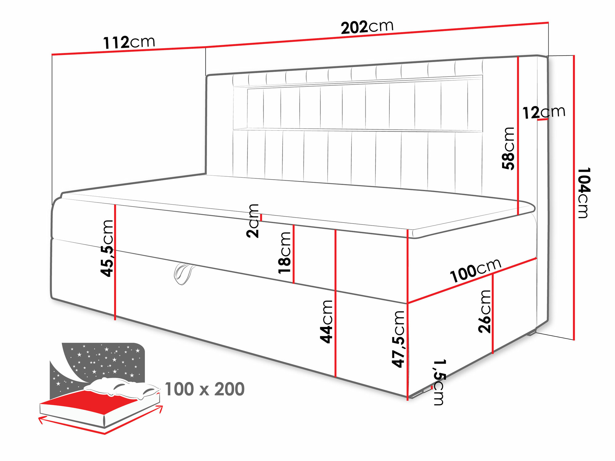 Continental bed Lucus IV (Soft 017 + Fresh 8)