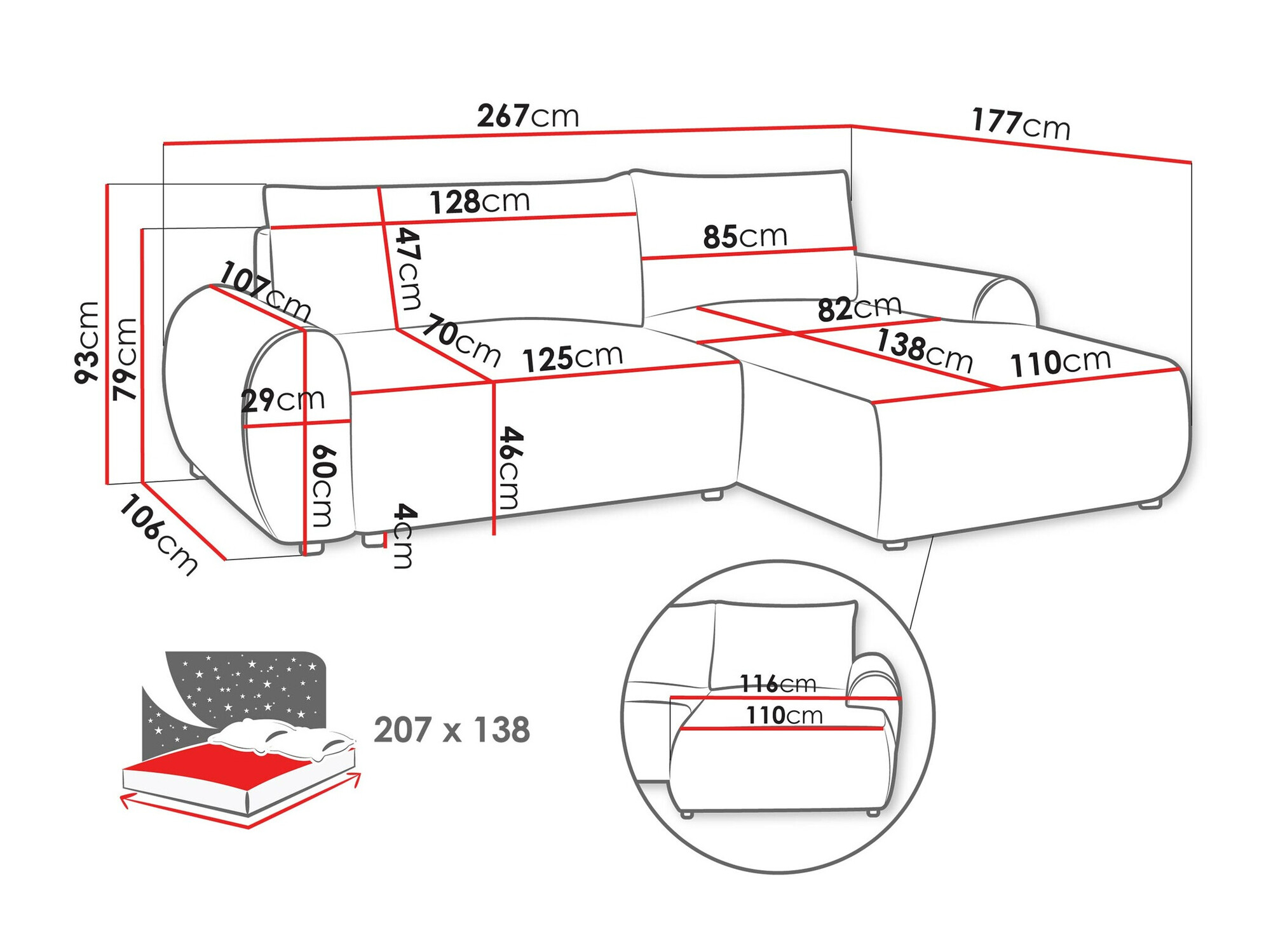 Corner sofa TrendyNest Strigina (Tilia 86)