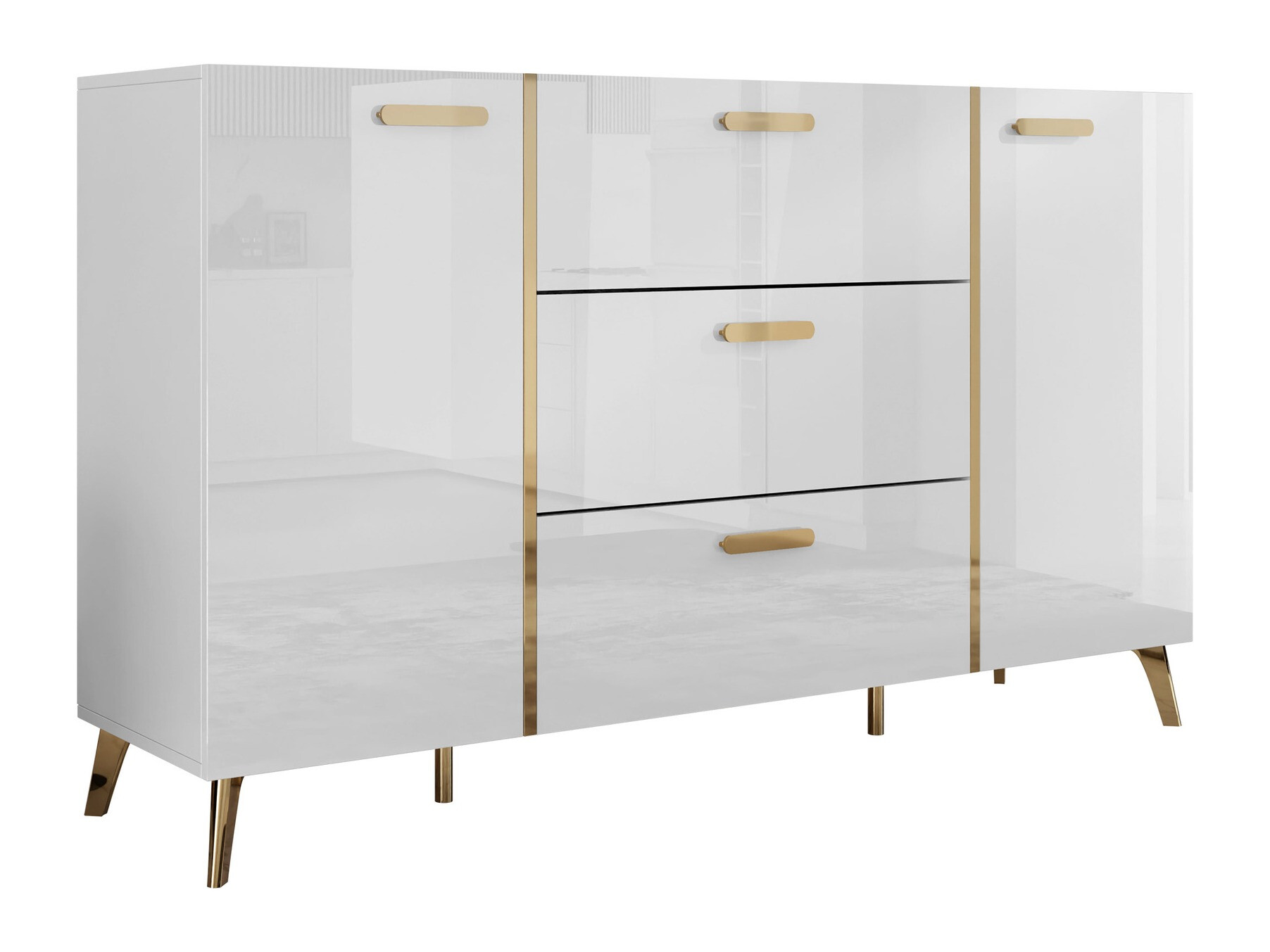 Chest of drawers Comfivo Capella I (White + Glossy white)