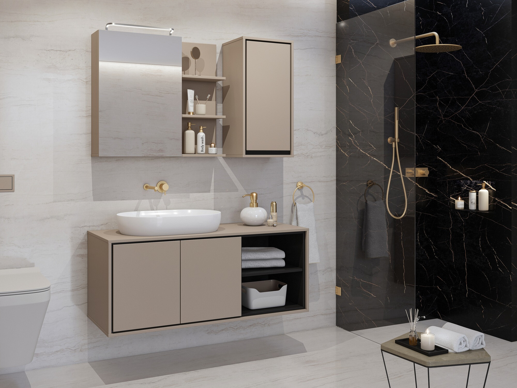 Wall-mounted bathroom cabinet Tecavu 100 (Congo)