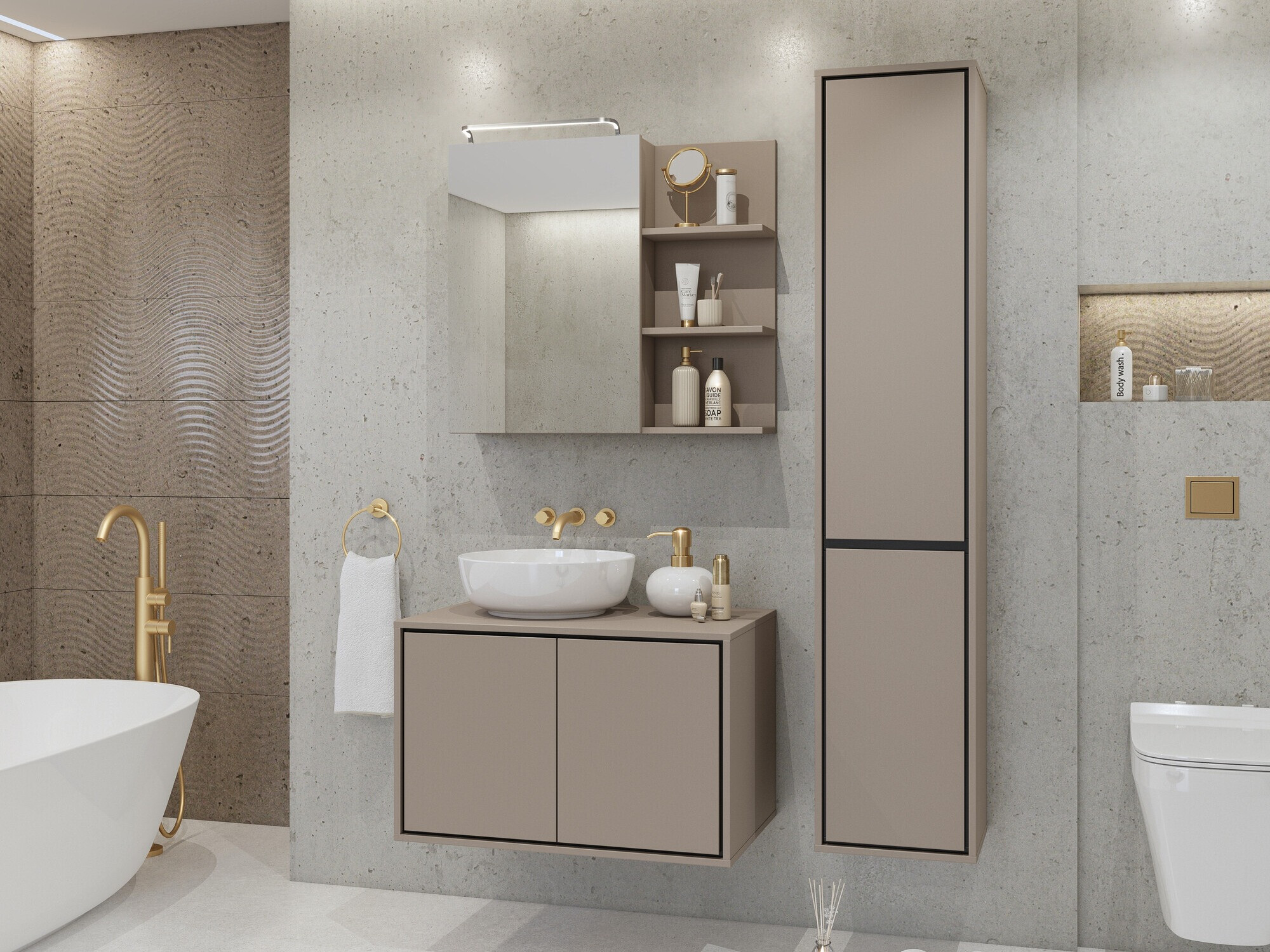 Wall-mounted bathroom cabinet for washbasin Tecavu 103 (Congo)