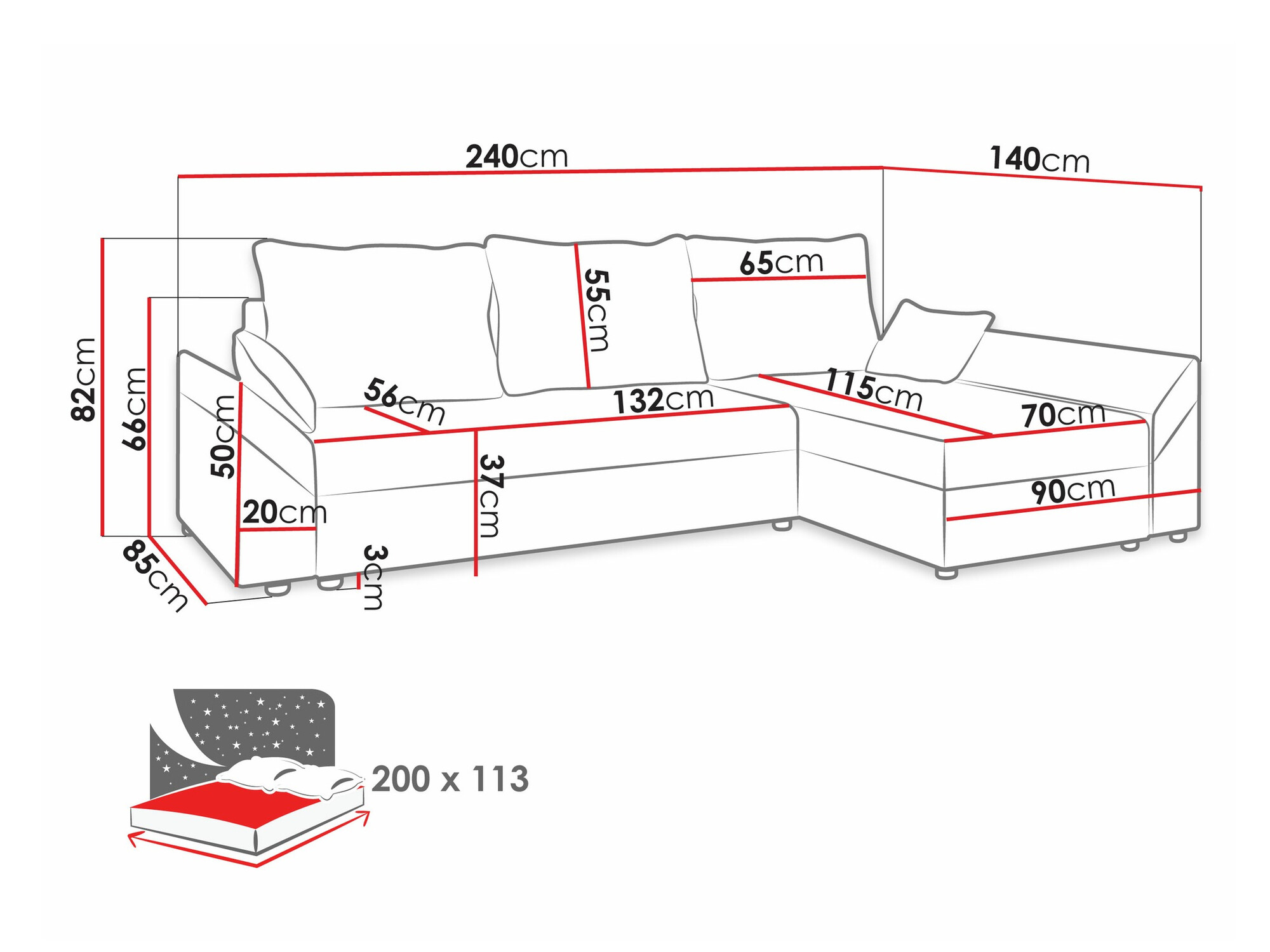 Corner sofa Memphis 104 (Alova 04 + Alova 46)