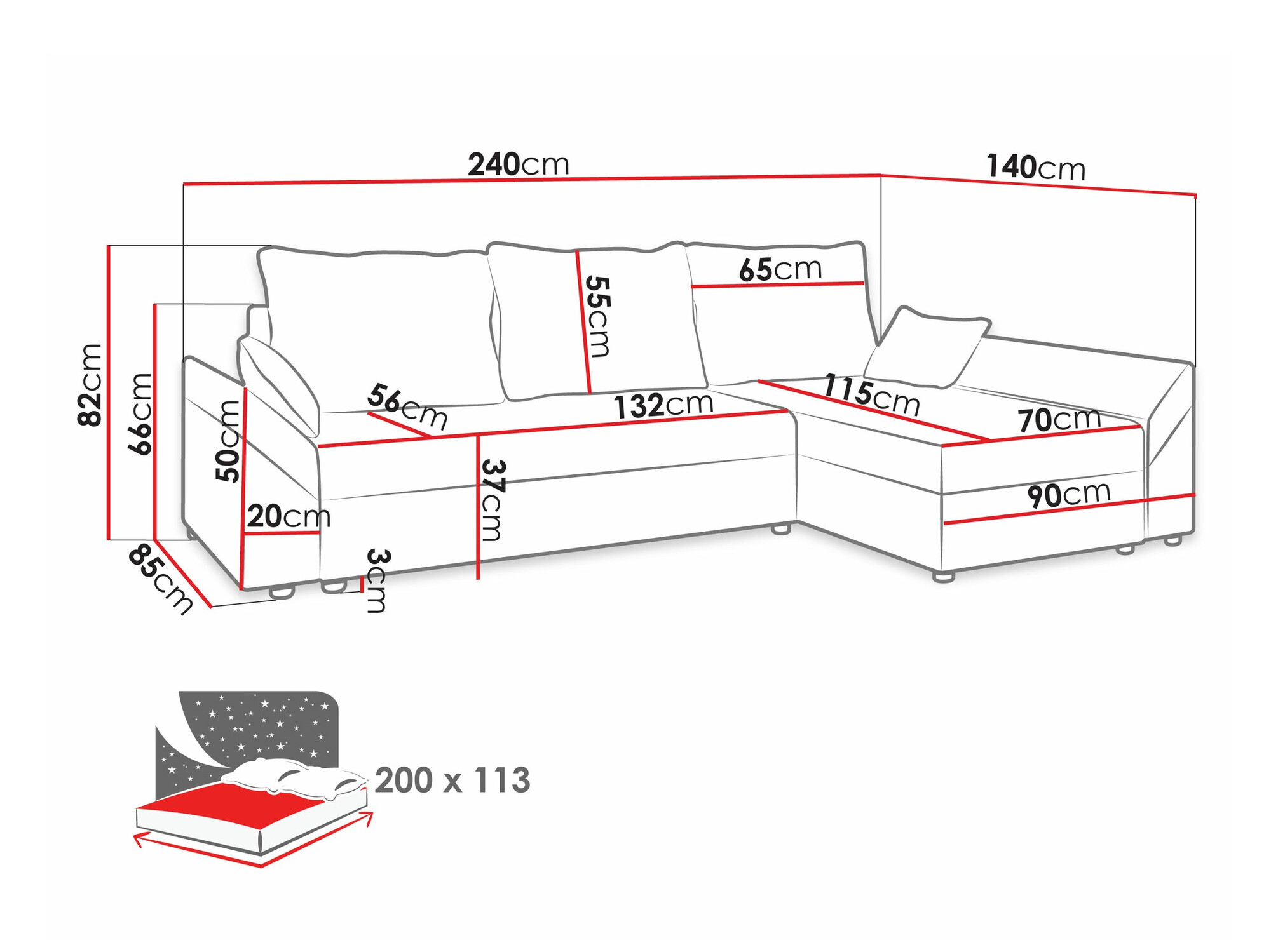Corner sofa Memphis 104 (Alova 46 + Alova 04)