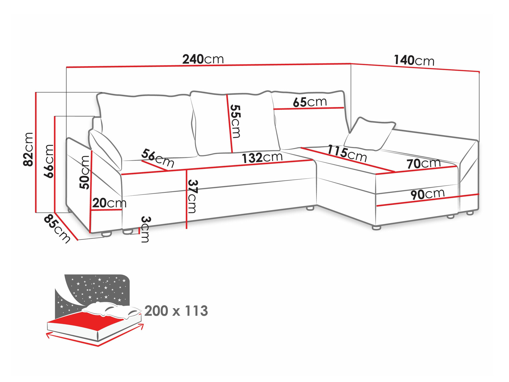 Corner sofa Memphis 130 (Kronos 29)