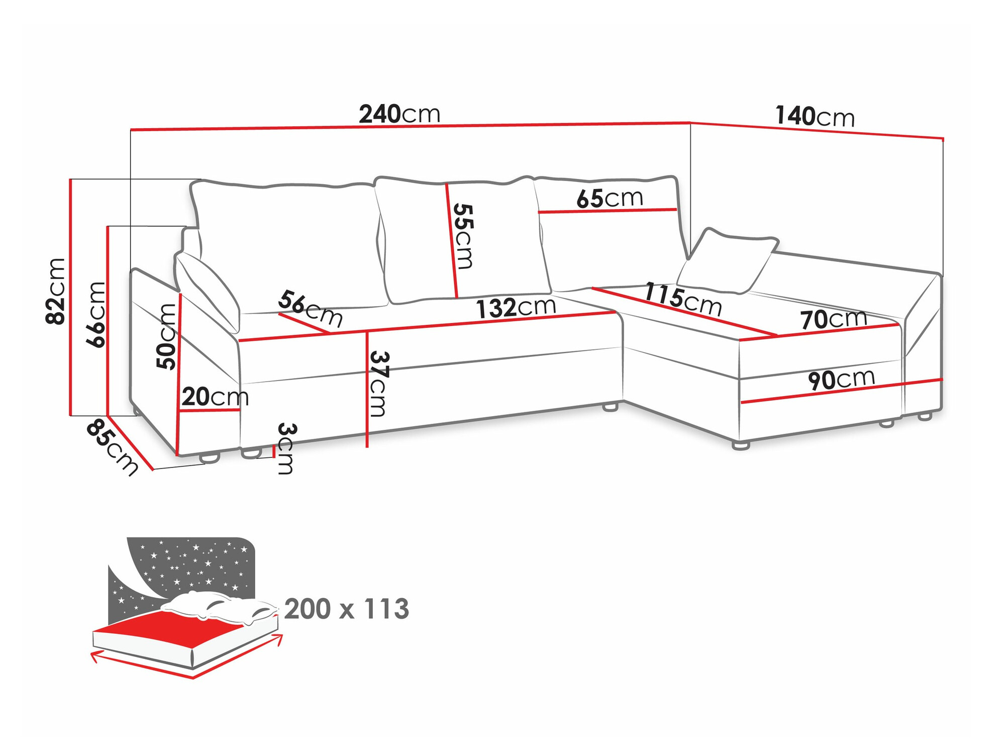Corner sofa Memphis 130 (Muna 02 + Muna 03)