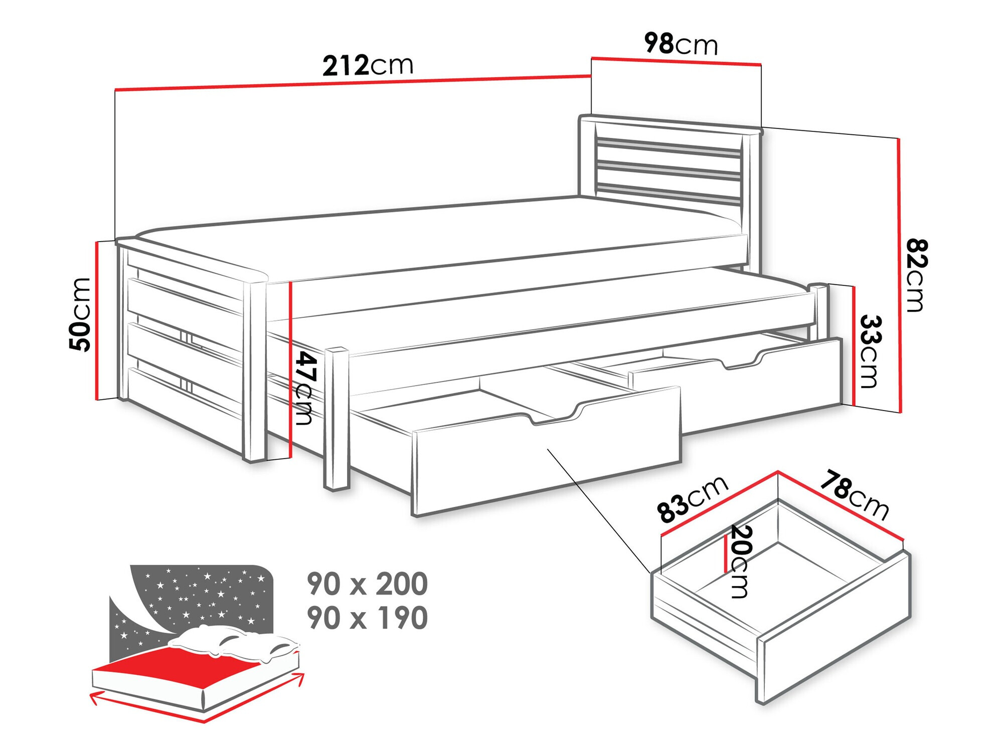 Bed Henderson 170 (White)