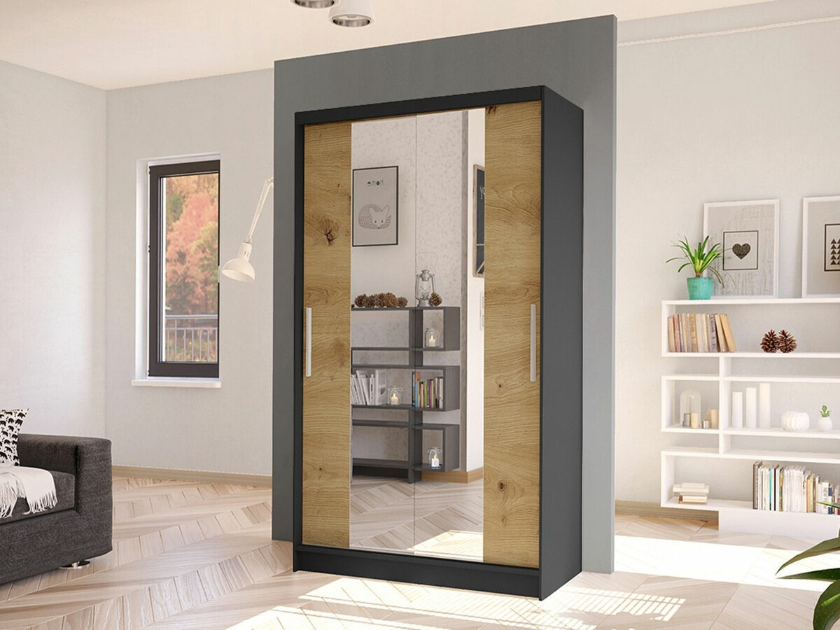 Wardrobe Closico Structor II (Black + Artisan oak)