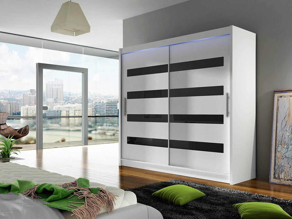 Wardrobe Closico Pallor XI (White + Glossy black)