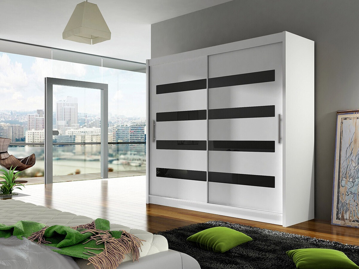 Wardrobe Closico Pallor XI (White + Glossy black)