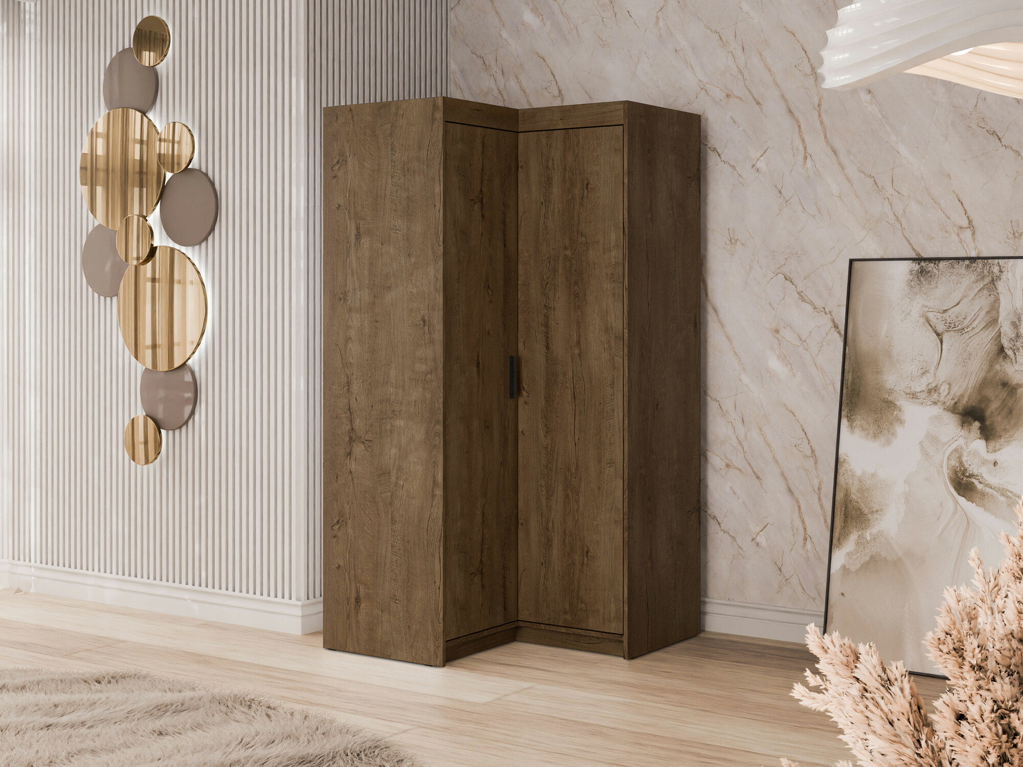 Corner wardrobe Novduni 116 (Lefkas oak)