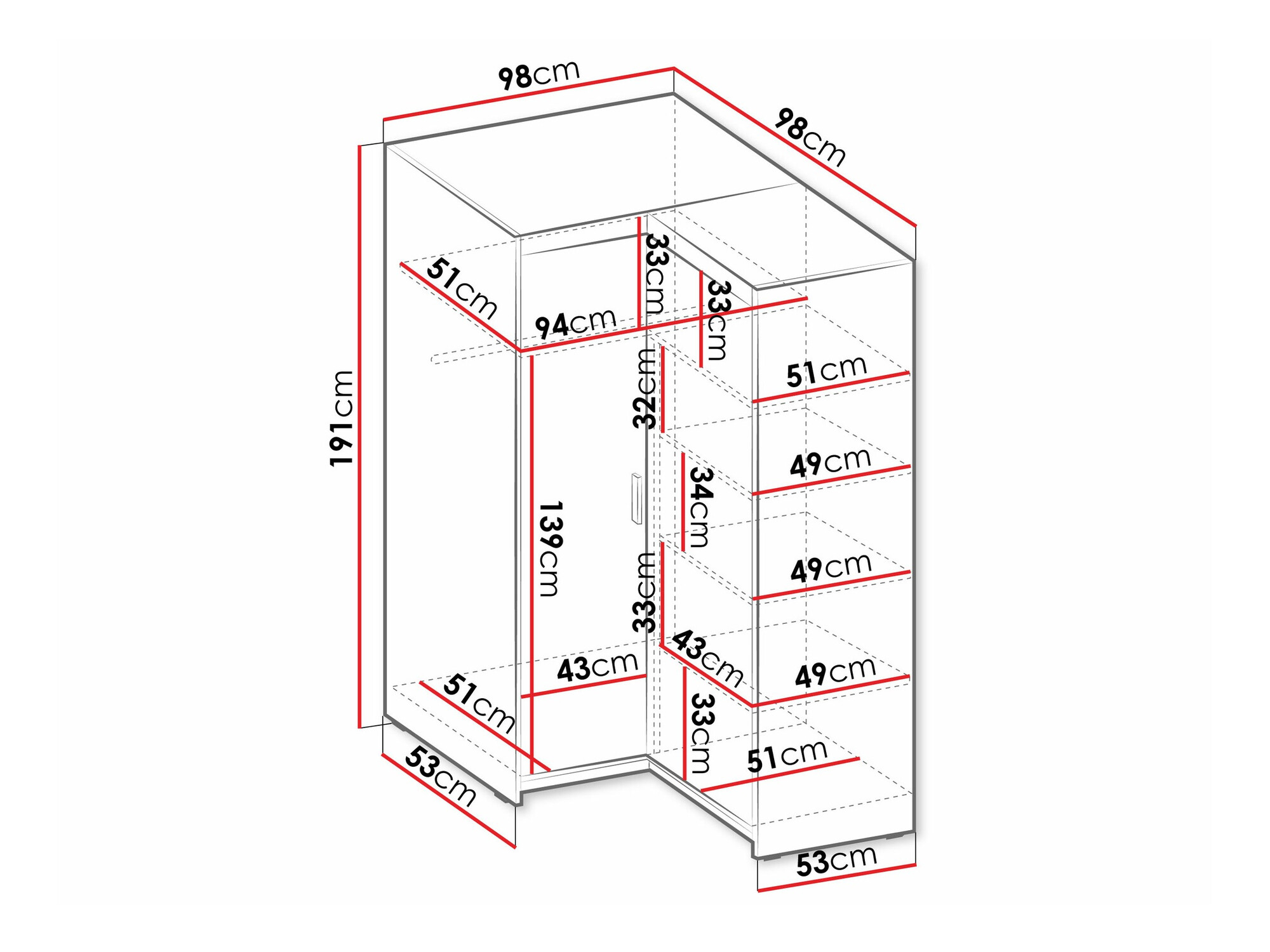 Corner wardrobe Novduni 116 (Sonoma oak)