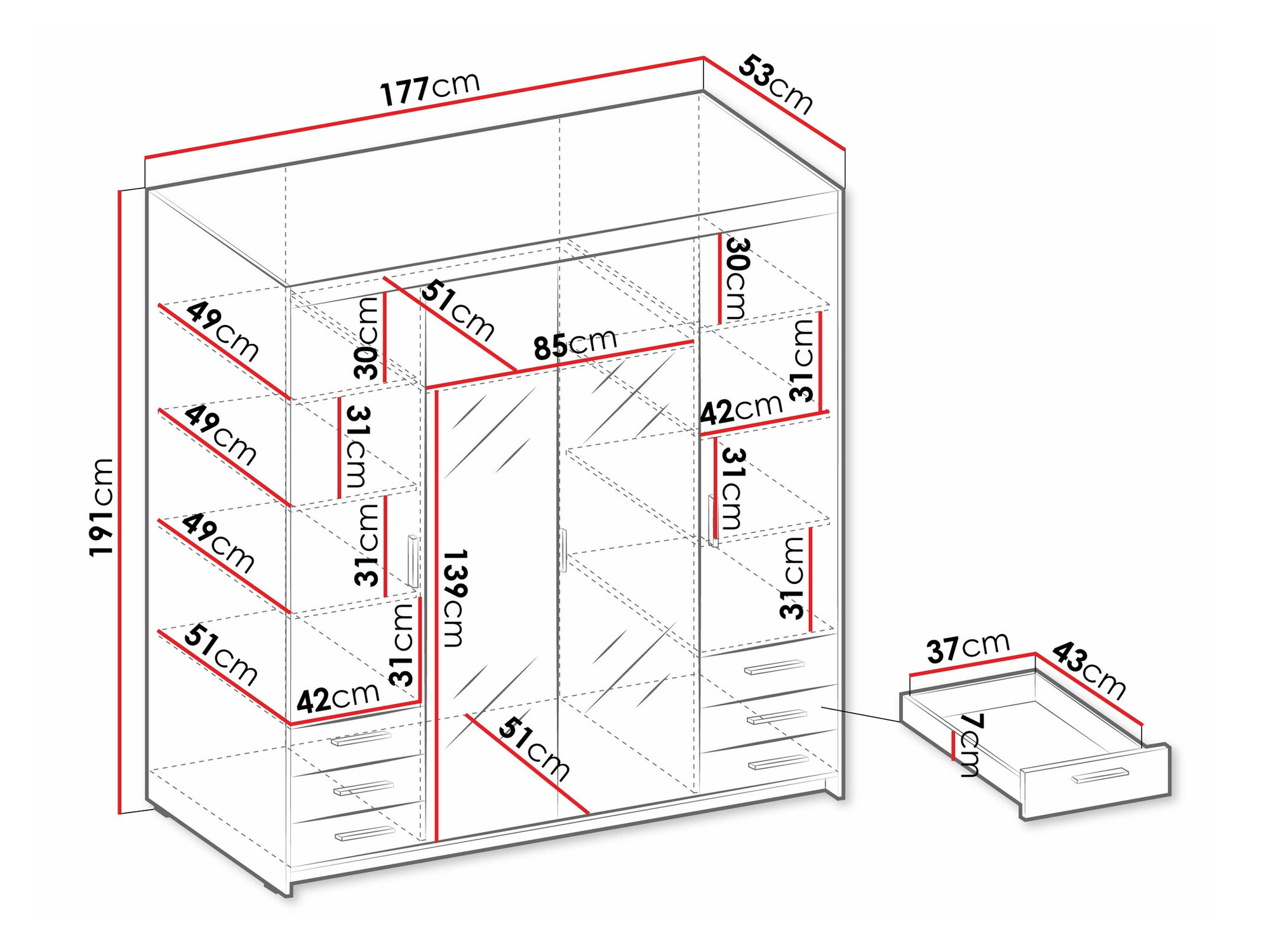 Wardrobe Novduni 115 (Lefkas oak)