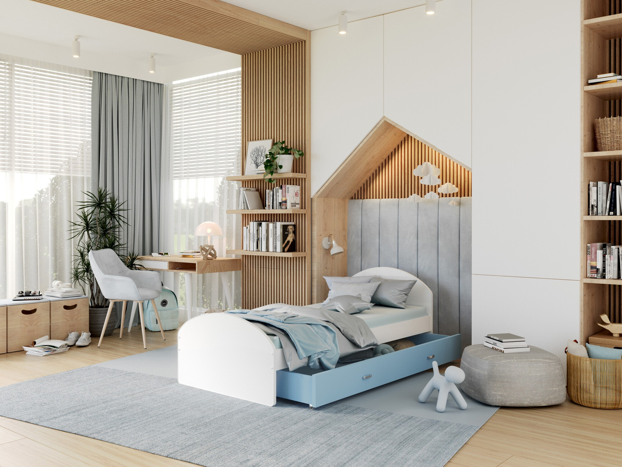 Bed Aurora 177 (White + Blue)
