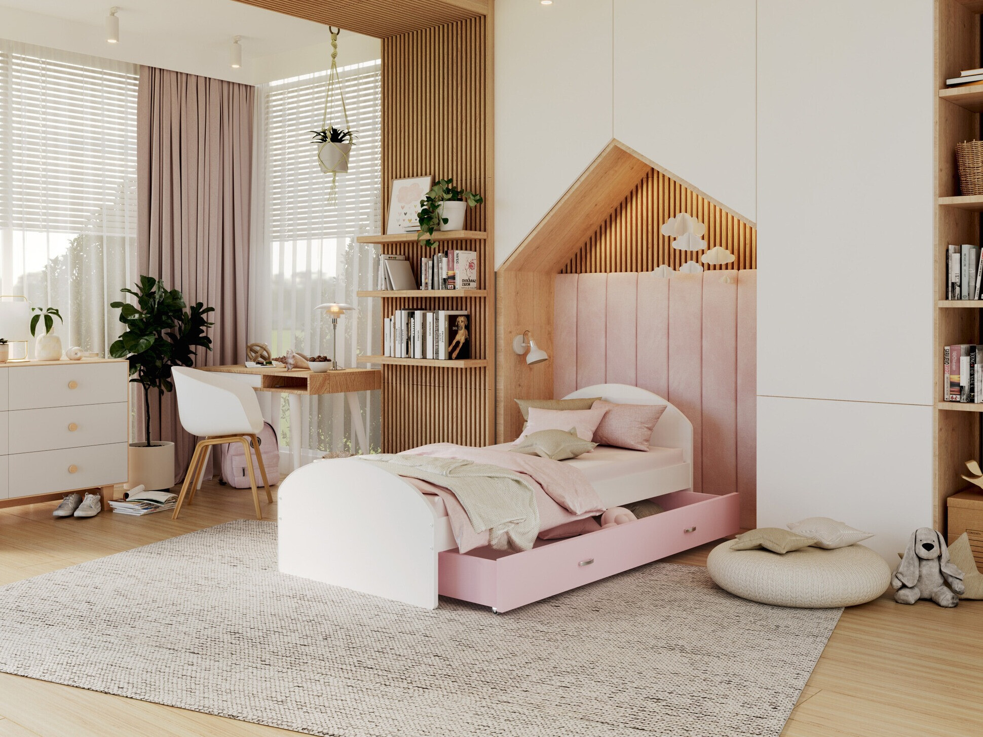 Bed Aurora 177 (White + Pink)