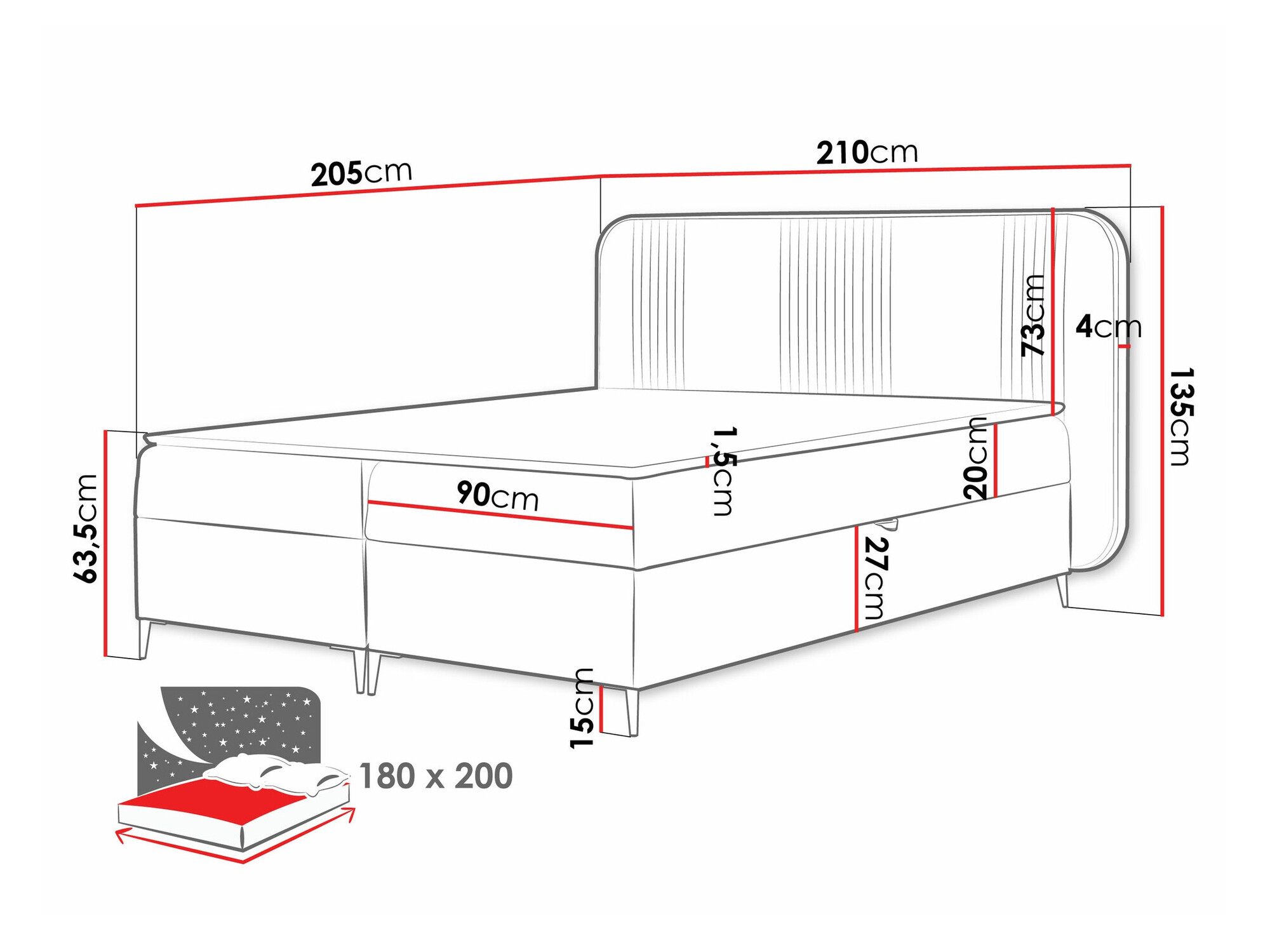 Continental bed Sonus (Magic Velvet 2216)