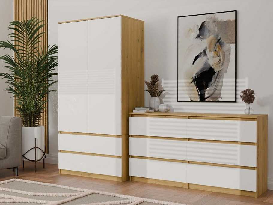 Chest of drawers Elbvelu 102 (Artisan oak + White)