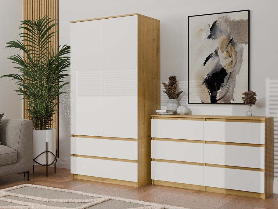 Chest of drawers Elbvelu 103 (Artisan oak + White)