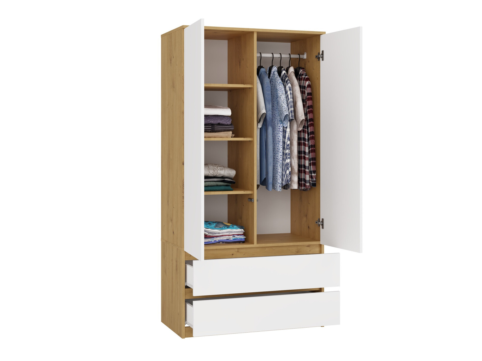 Wardrobe Elbvelu 116 (Artisan oak + White)