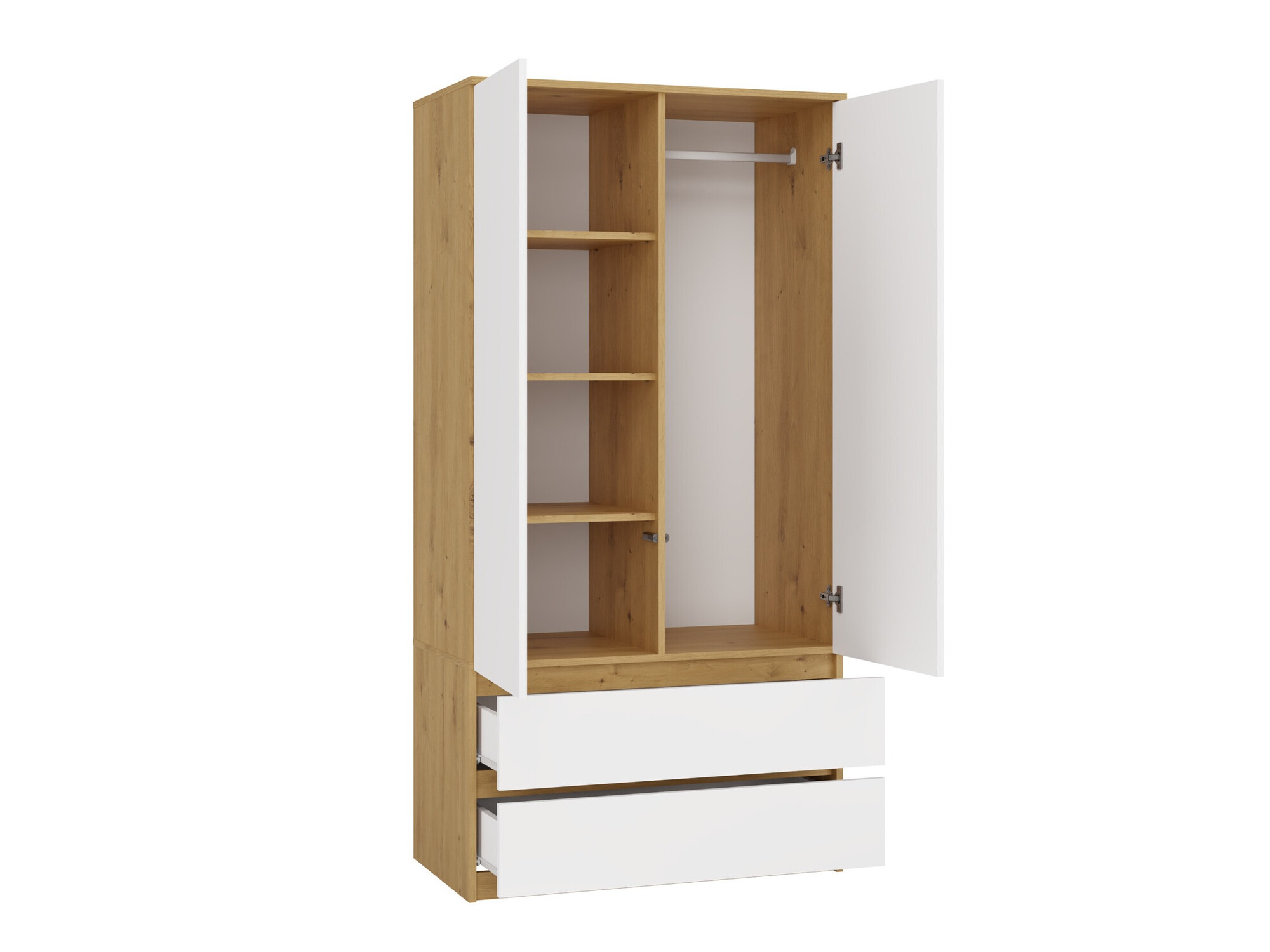 Wardrobe Elbvelu 116 (Artisan oak + White)