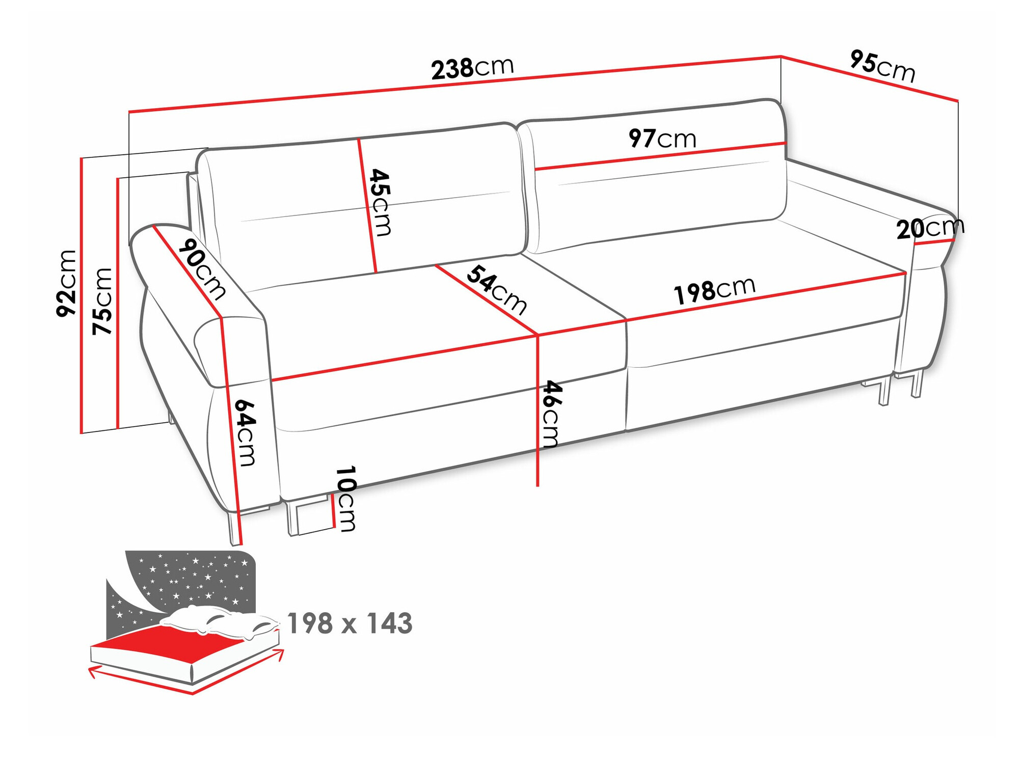 Sofa bed Stonecrest 104 (Sierra 741)