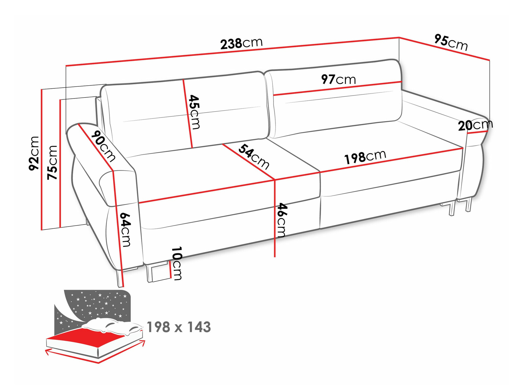 Sofa bed Stonecrest 104 (Sierra 744)