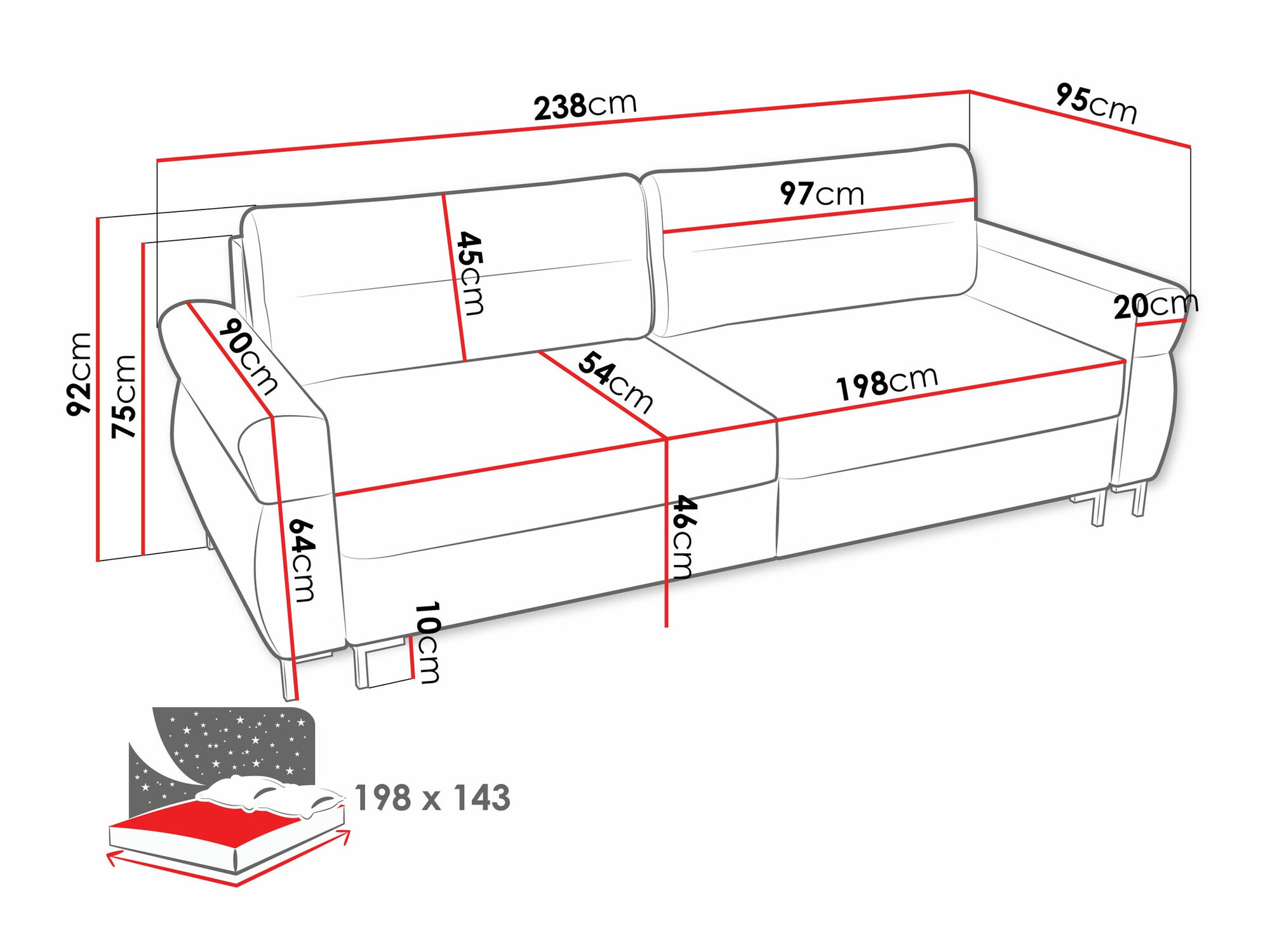 Sofa bed Stonecrest 104 (Sierra 746)