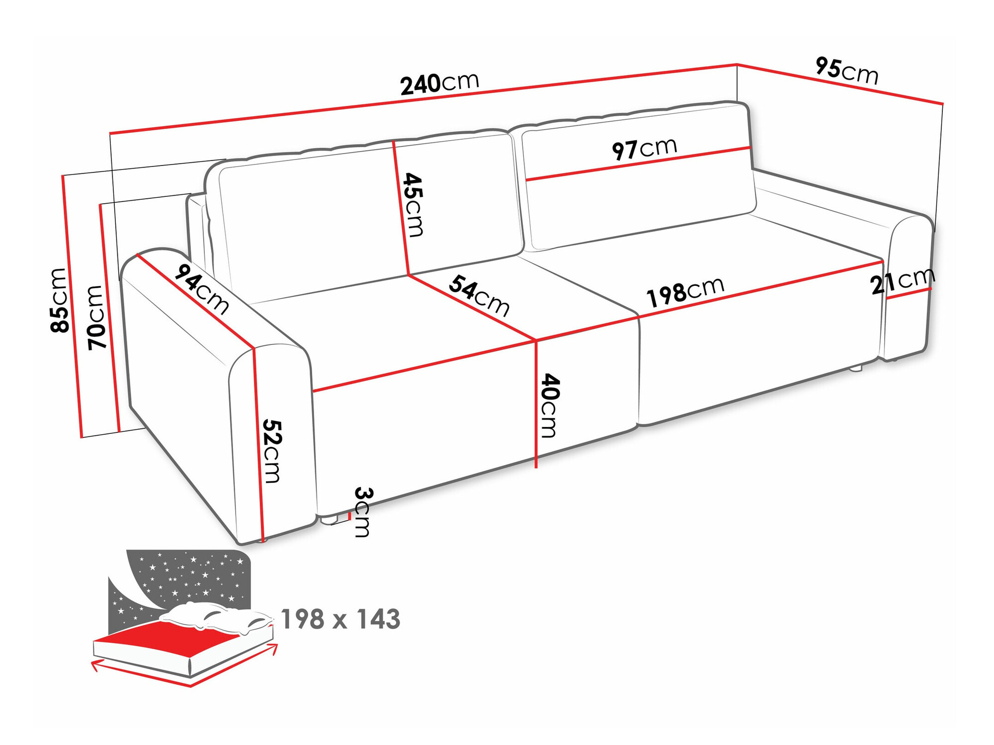 Sofa bed Stonecrest 107 (Sierra 744)