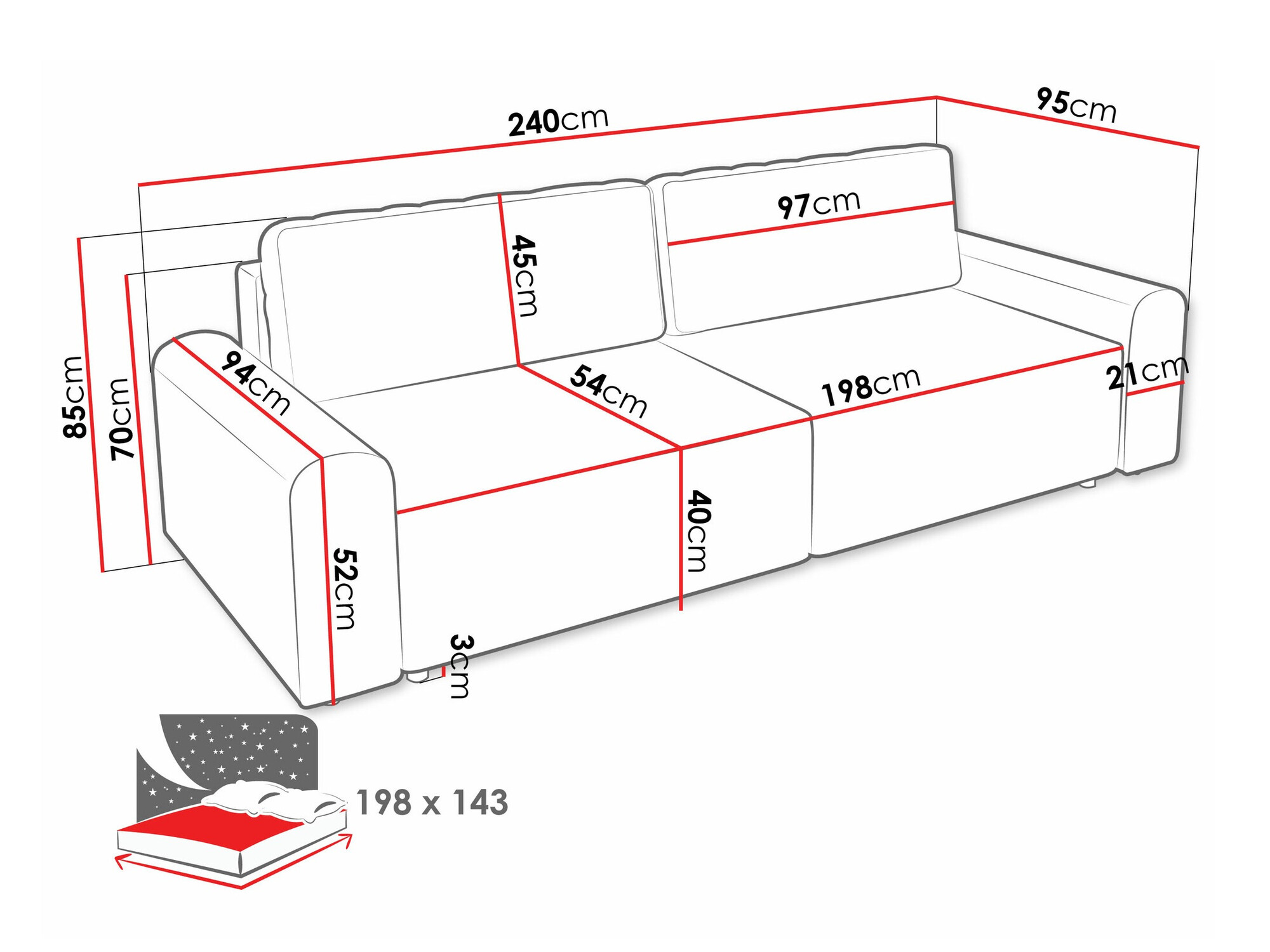 Sofa bed Stonecrest 107 (Sierra 748)