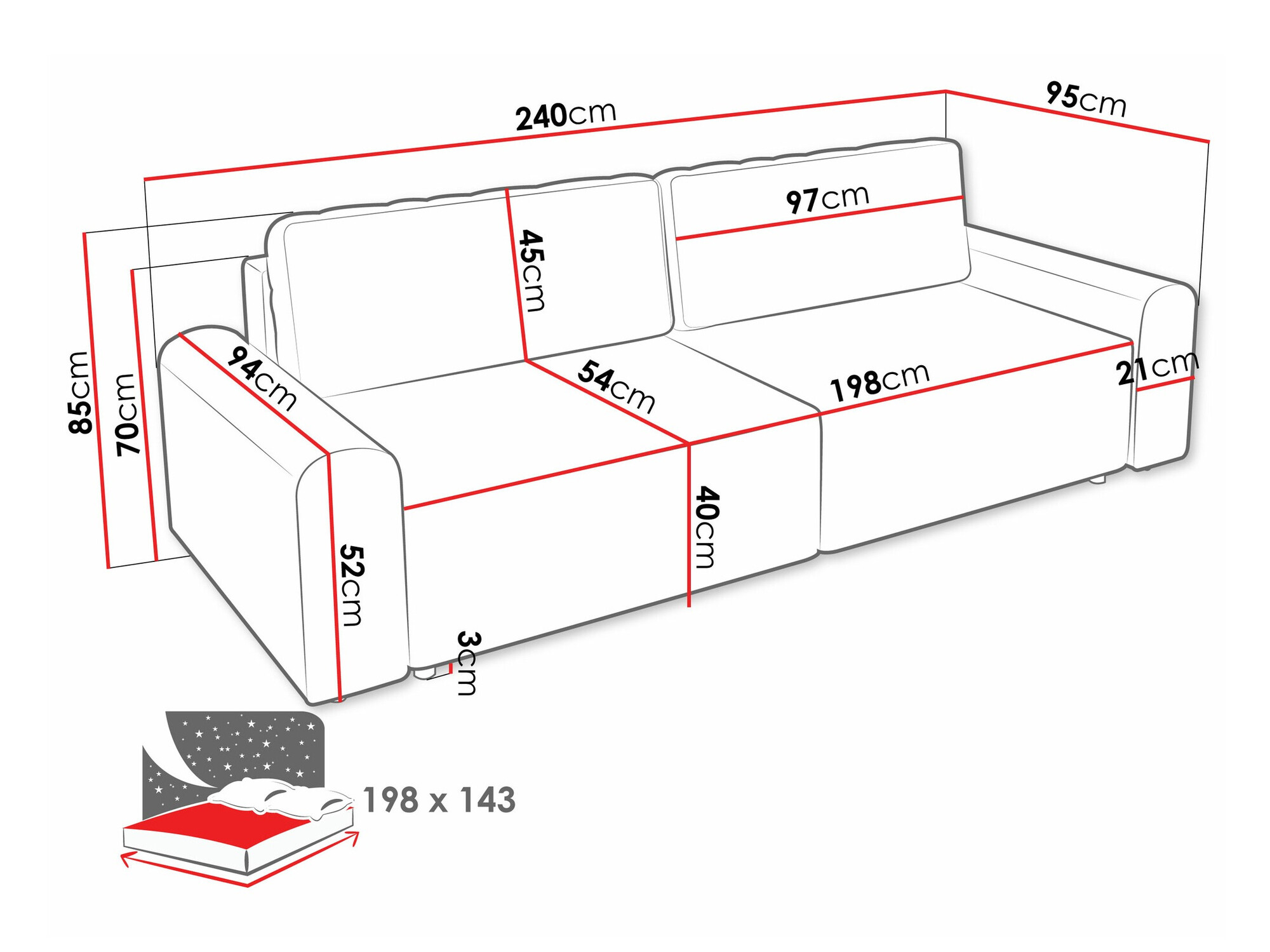 Sofa bed Stonecrest 107 (Sierra 751)