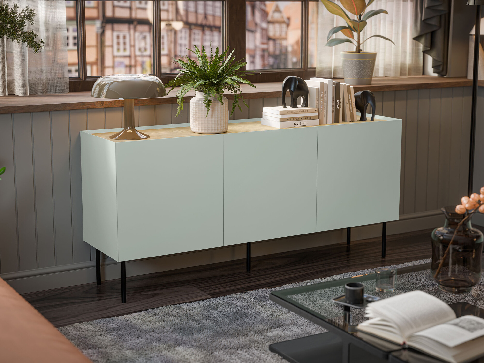 Sideboard Melbela 104 (Light olive tree + Oak)