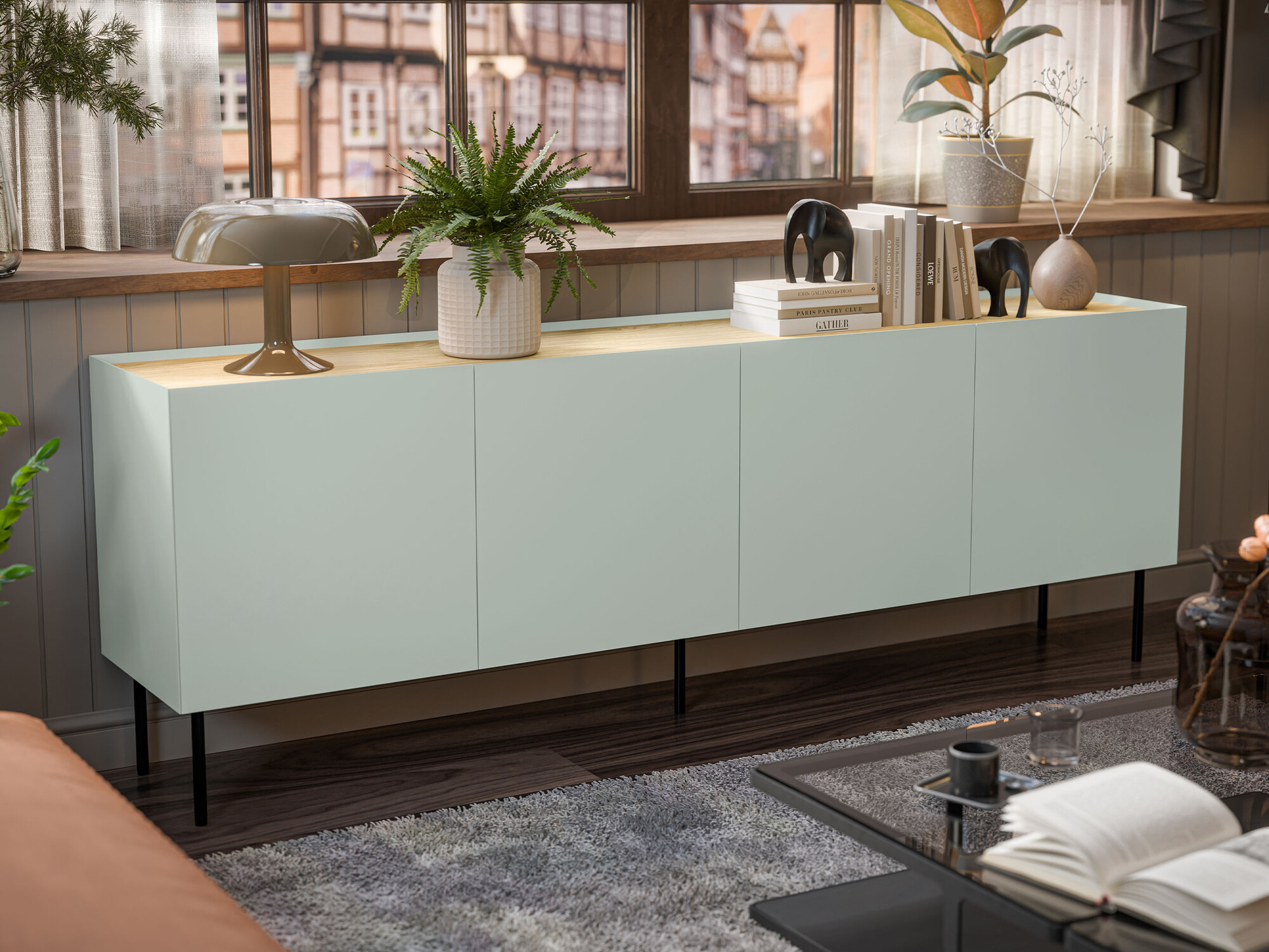 Sideboard Melbela 105 (Light olive tree + Oak)