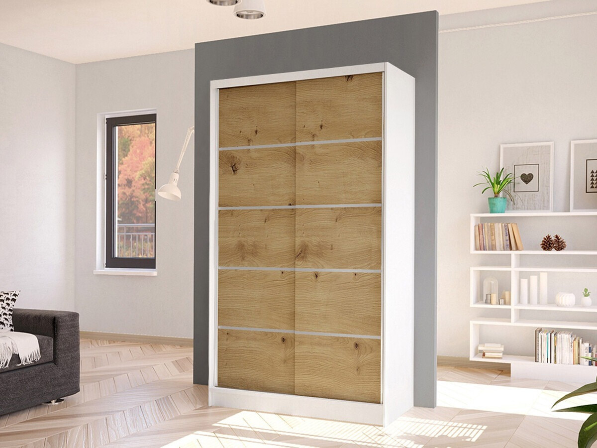 Wardrobe Closico Fractor IV (White + Artisan oak)