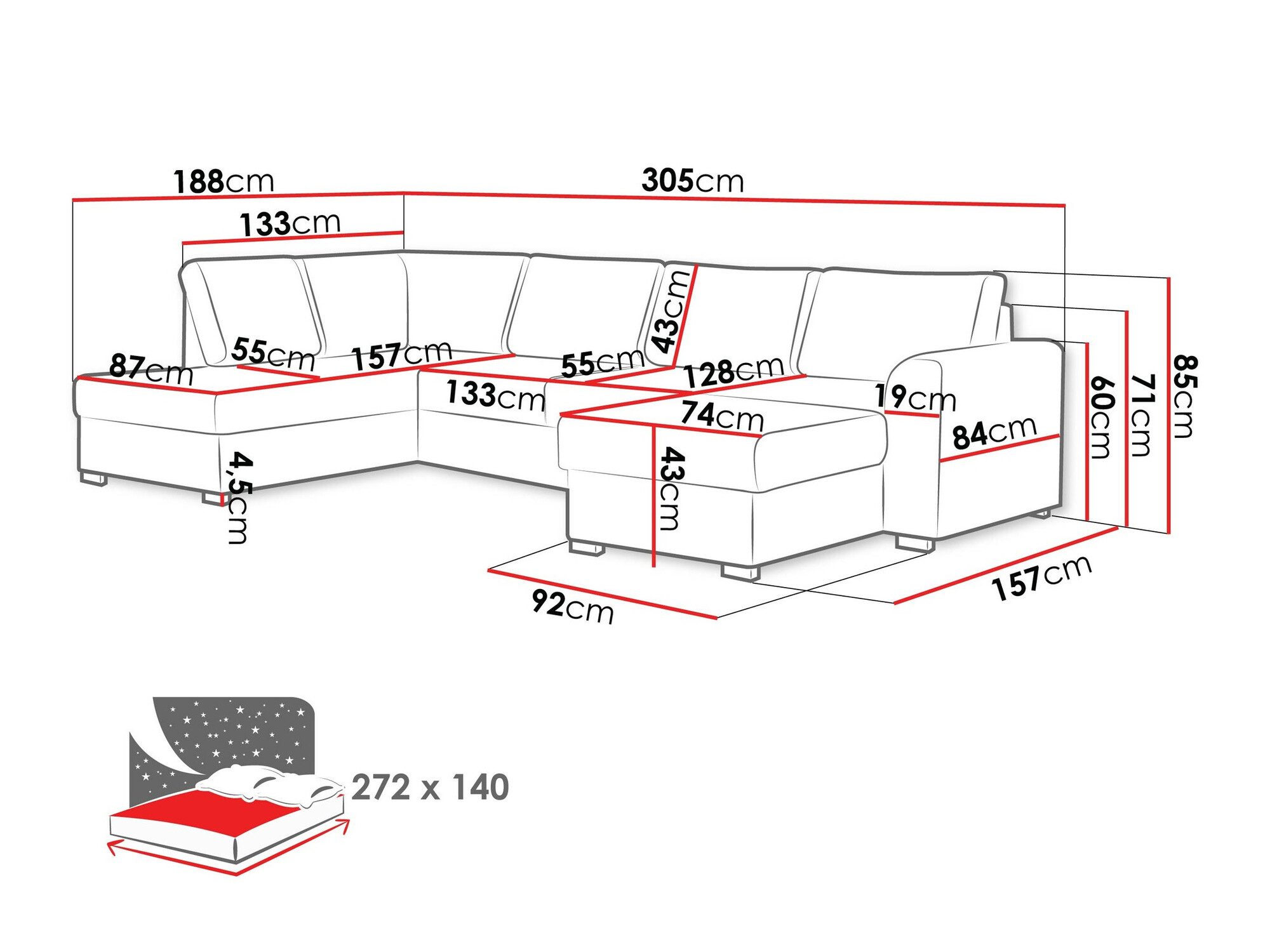 Corner sofa Comfivo Flumen (Clara 215.10)