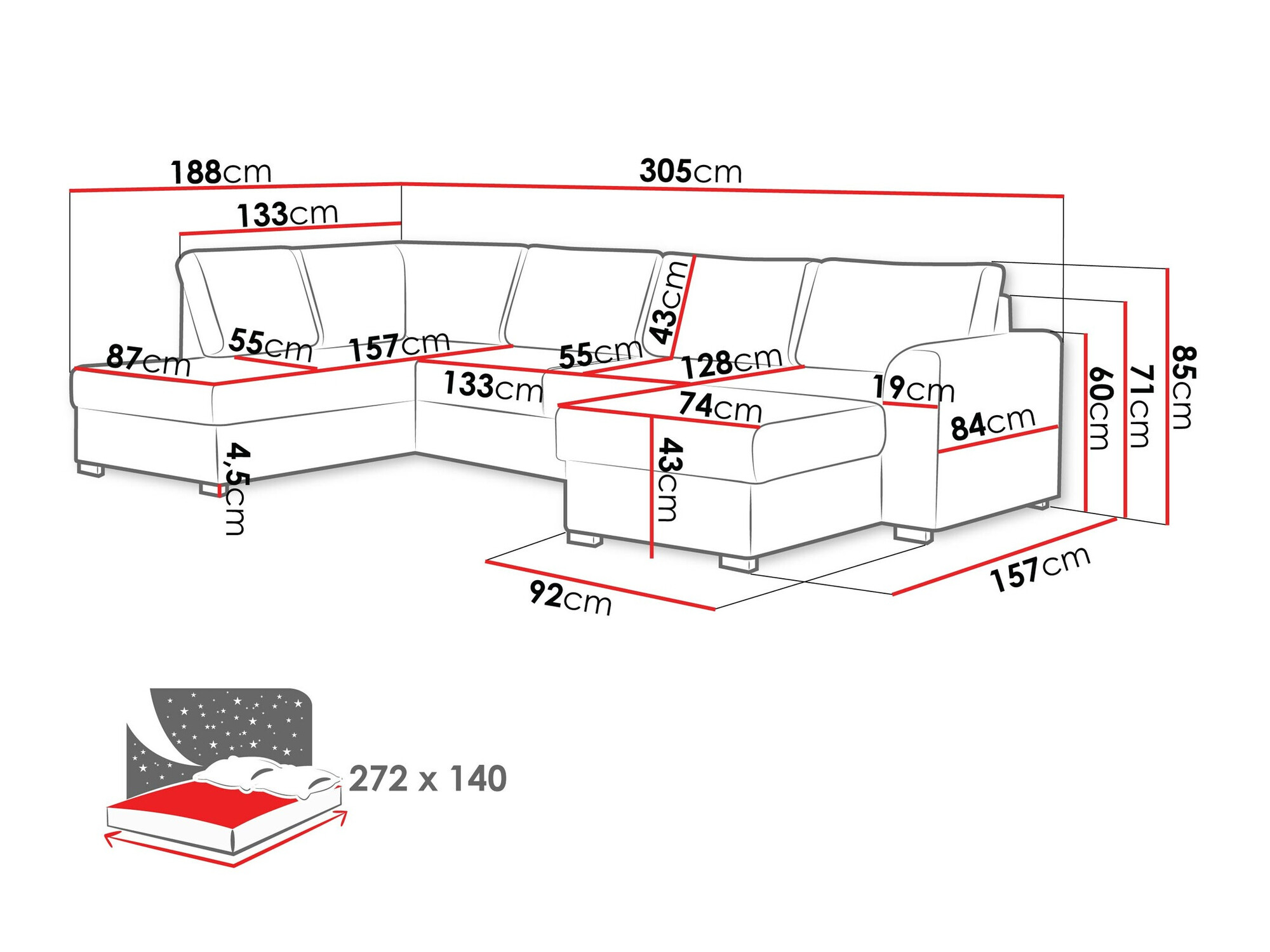 Corner sofa Comfivo Flumen (Coral 45)