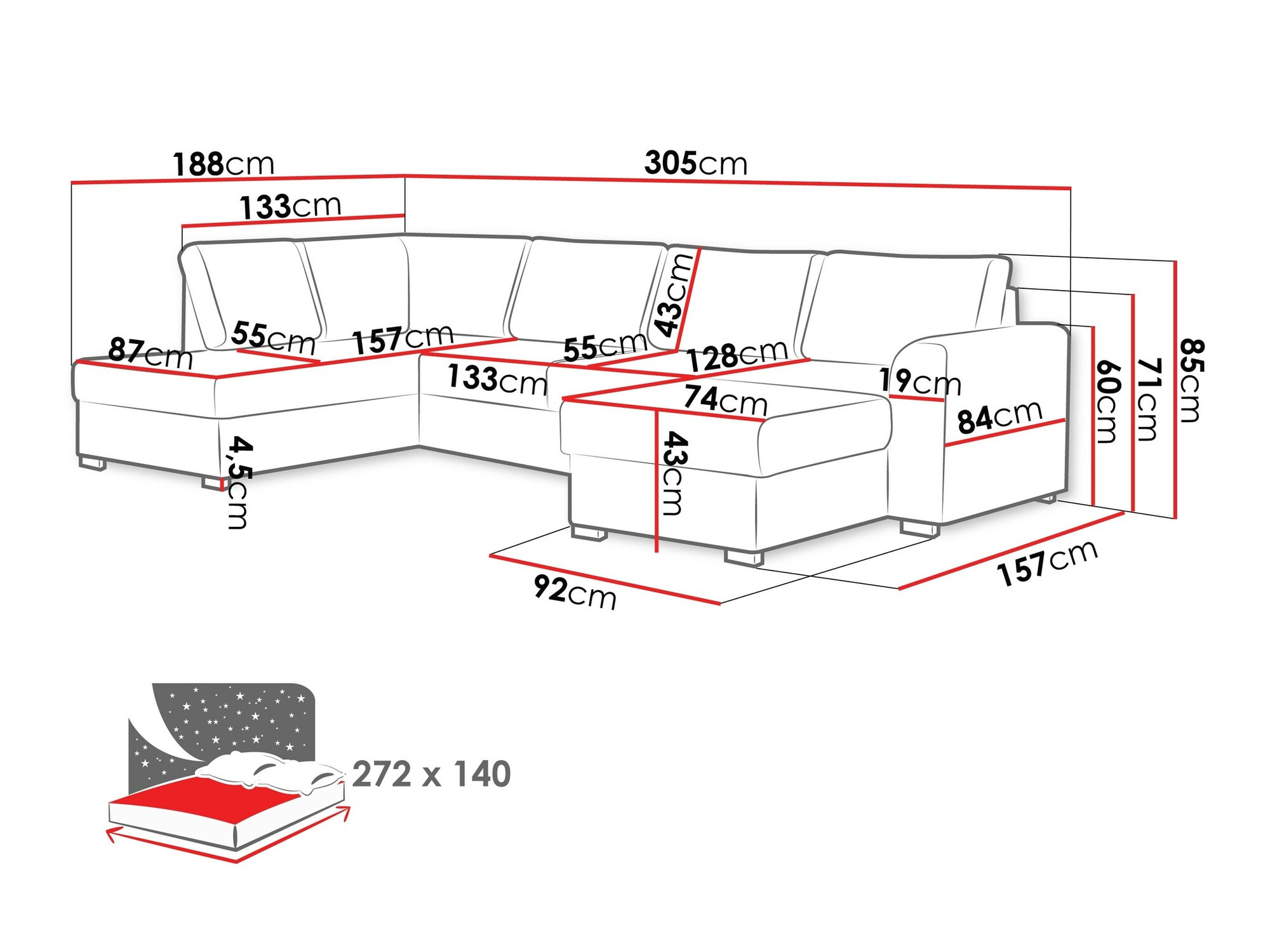 Corner sofa Comfivo Flumen (Magic Velvet 2217)